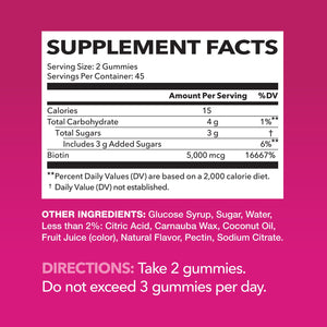 Biotin Gummies, Strawberry, 90ct - Havasu Nutrition