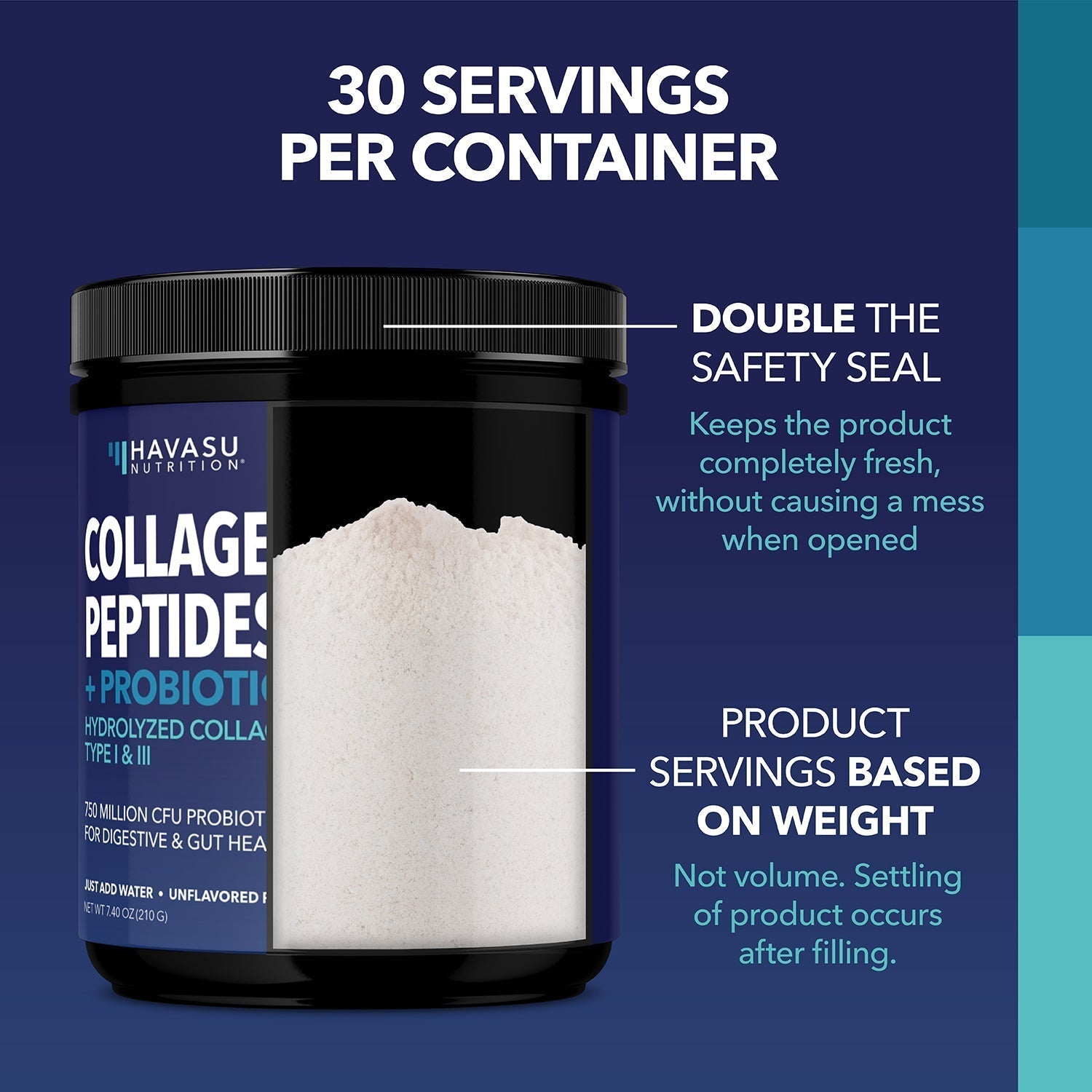 Collagen Peptide Powder + Probiotics, 210gm - Havasu Nutrition