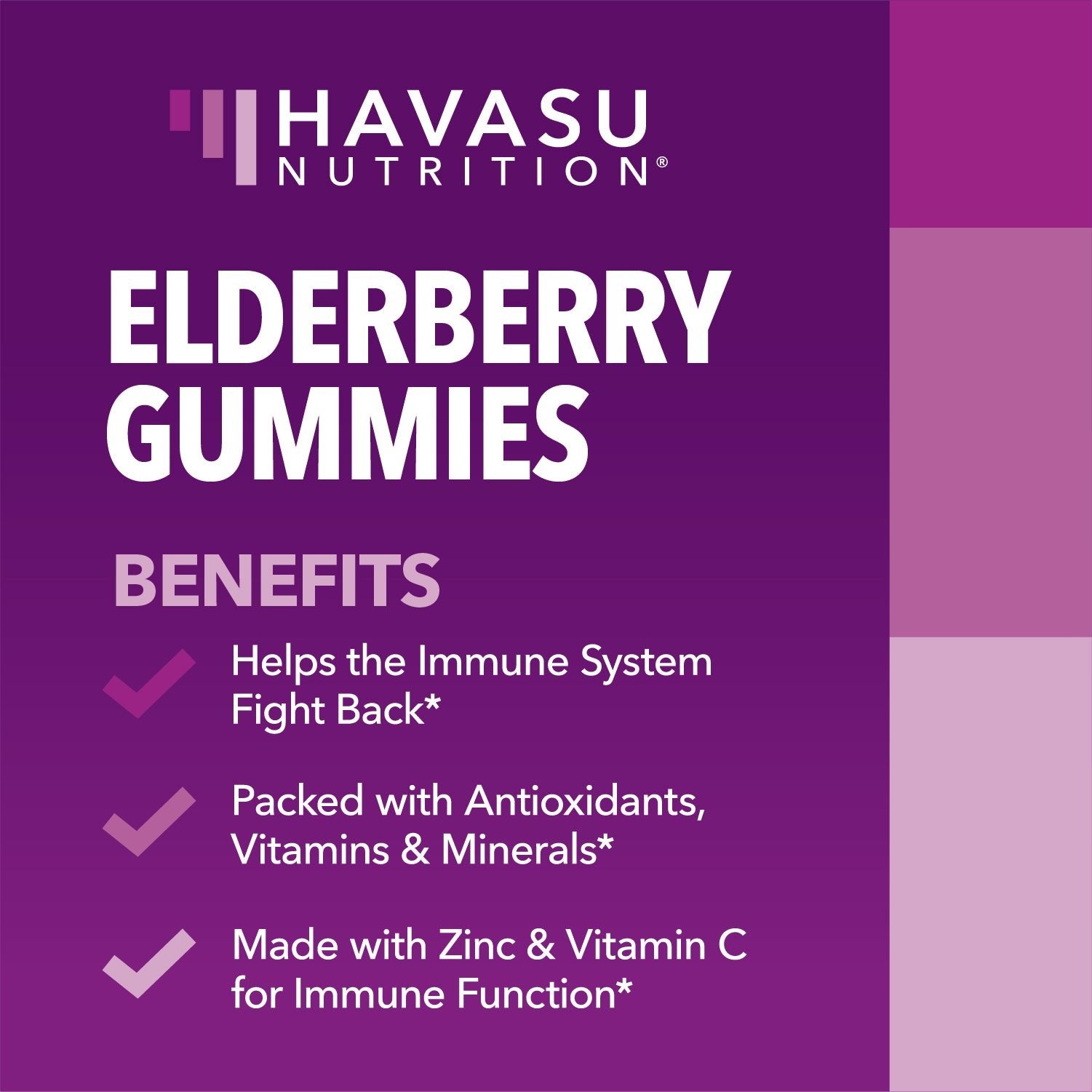 Elderberry Gummies for Adults, Elderberry Flavor - Havasu Nutrition