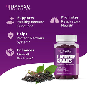 Elderberry Gummies for Adults, Elderberry Flavor - Havasu Nutrition