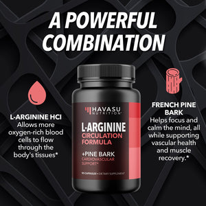 L-Arginine + Pine Bark Capsules, 90ct - Havasu Nutrition