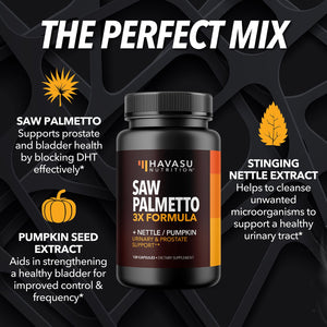 Saw Palmetto + Nettle & Pumpkin Seed Capsules, 120ct - Havasu Nutrition