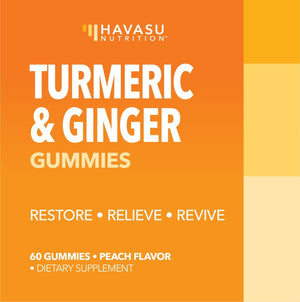 Turmeric & Ginger Gummies, Peach, 60ct - Havasu Nutrition